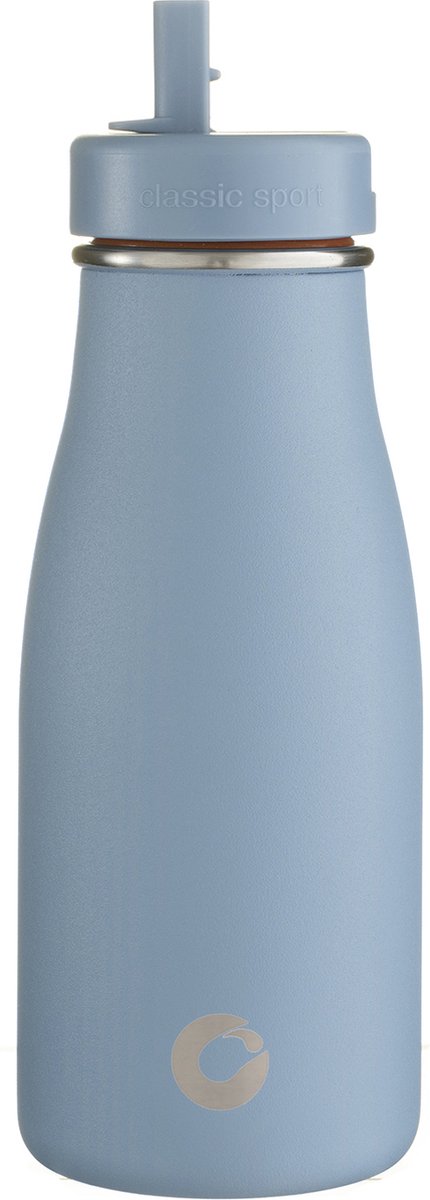 Drinkfles Evolution Ecobotl - 350ml - Ocean - Waterfles - Duurzaam- Geïsoleerd - Roestvrijstaal - RVS - Met rietje