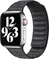 By Qubix Denim nylon bandje - Zwart - Geschikt voor Apple Watch 38mm - 40mm - 41mm - Compatible Apple watch bandje - smartwatch bandje nylon bandje