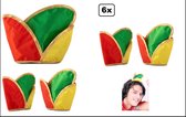 6x Chapeau Prince mini rouge/jaune/vert - Défilé de carnaval, fête à thème amusante, document de party