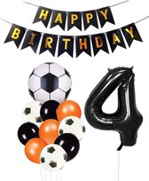 Cijfer Ballon 4 | Snoes Champions Voetbal Plus - Ballonnen Pakket | Oranje en Zwart