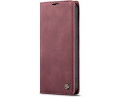 CaseMe book case leer - Apple iPhone 15 - Bordeaux rood