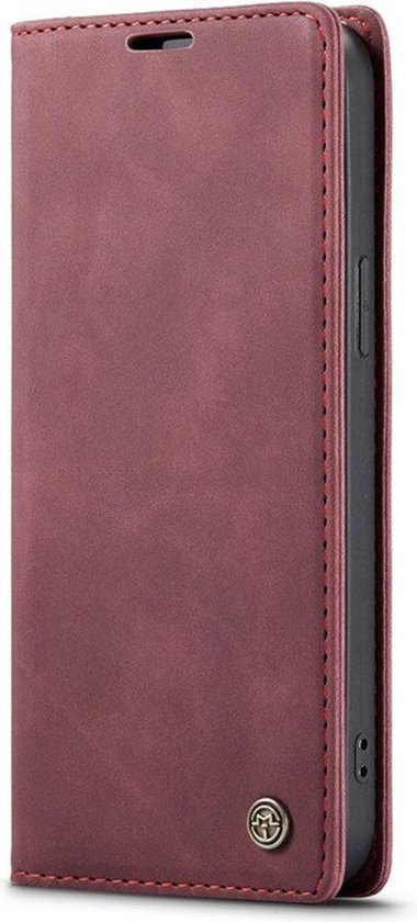 CaseMe book case leer - Apple iPhone 15 - Bordeaux rood