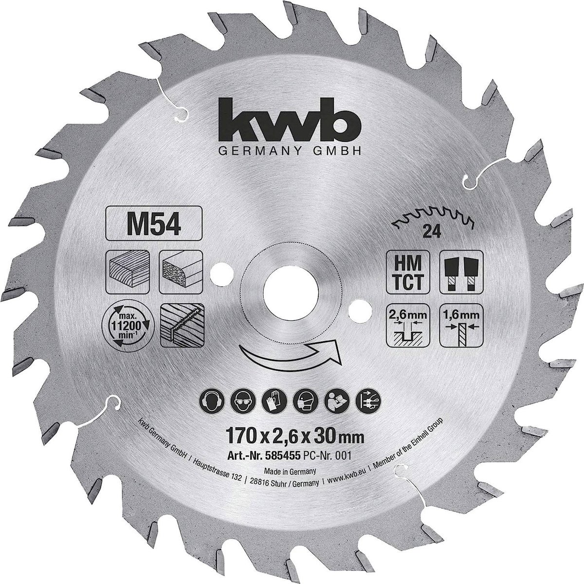 KWB 585455 Cirkelzaagblad 170 x 30 mm 1 stuk