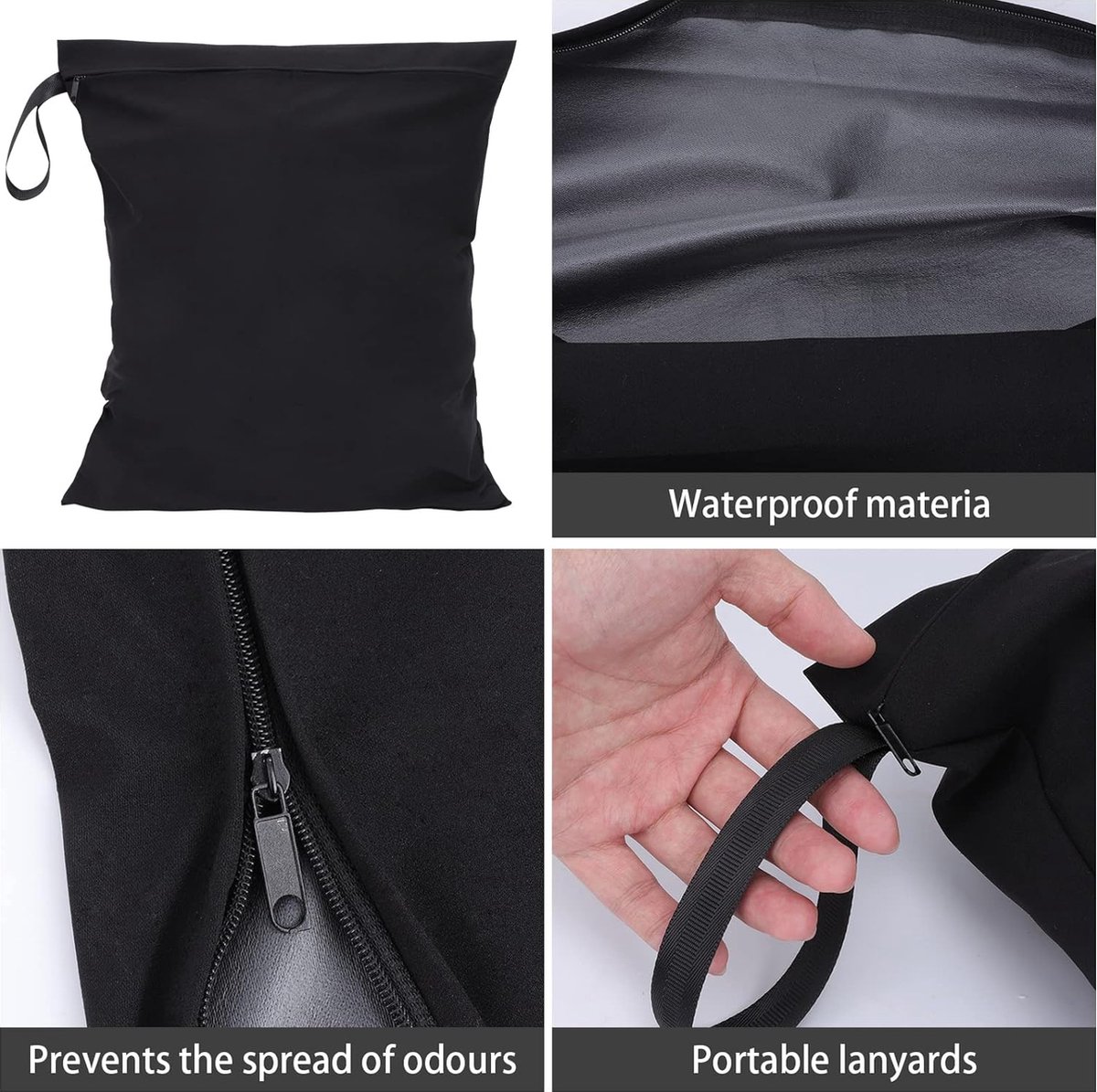 Wetbag - 4 Stuks - Zwart - Natte Tas Voor Het Opbergen Waterdichte Zak Waszak Voor Op Reis