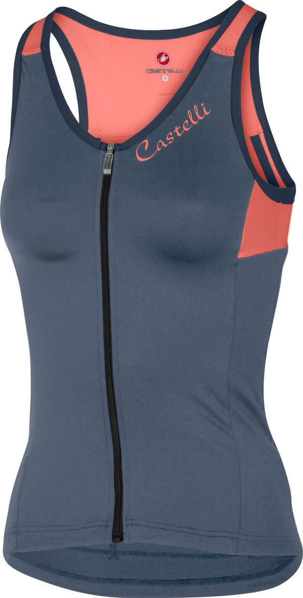 Castelli Fietsshirt mouwloos Dames Blauw Roze - CA Solare Top-Dark St/Blue/Salmon - S