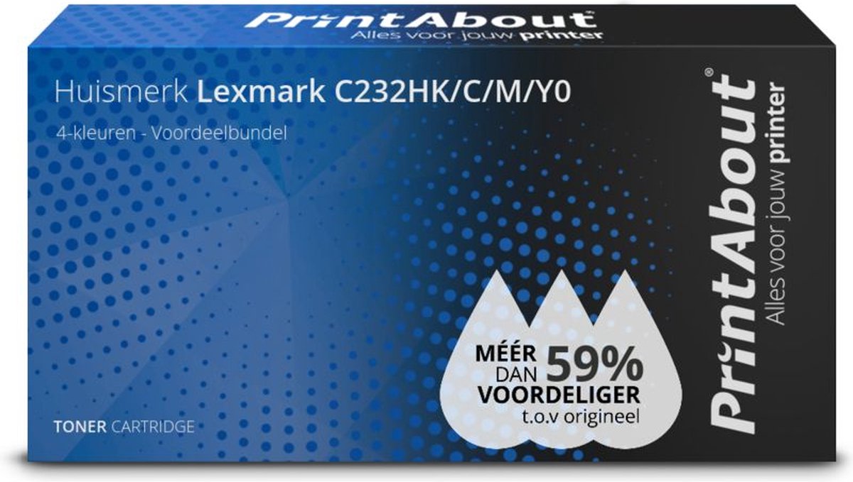 PrintAbout huismerk Toner C232HK/C/M/Y0 4-kleuren Voordeelbundel Hoge capaciteit geschikt voor Lexmark