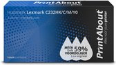 PrintAbout huismerk Toner C232HK/C/M/Y0 4-kleuren Multipack Hoge capaciteit geschikt voor Lexmark