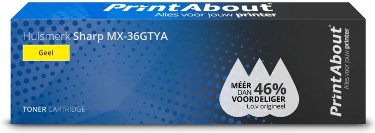 PrintAbout huismerk Toner MX-36GTYA Geel Extra hoge capaciteit geschikt voor Sharp
