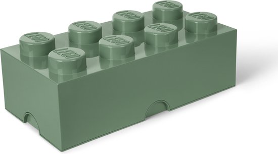 Donkergroene Lego opbergbak met 8 noppen.