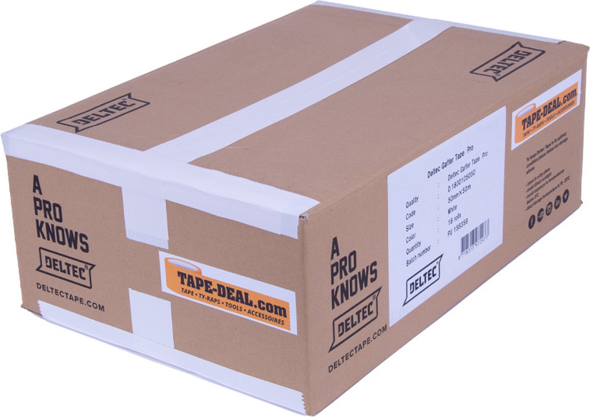 Deltec Gaffer Tape Pro 50mm x 50m Wit (Doos 18 Rol)
