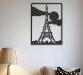 Eiffel Tower | Woonkamer Wanddecoratie | Houten Muurdecoratie voor binnen | Industrieel Wanddecoratie | Perfect als Niew Huis Cadeau | 25 x 36 cm | Premium Bio Hout