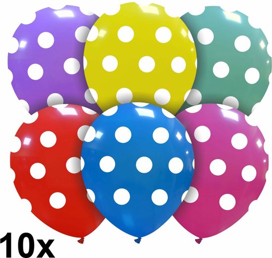 Foto: Multicolor polka dots kleine ballonnen 10 stuks