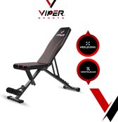Viper Sports Viper Bench - Banc de musculation - Banc d'entraînement - Banc de fitness - Bench Press - Ajustable - 93 x 110 x 31 cm - Zwart/ Rouge