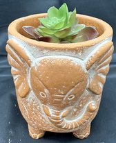 Pot de fleur en céramique "éléphant" - orange - hauteur 13x11x9 cm - céramique - Accessoires de maison - Accessoires de jardin - Décorations de jardin