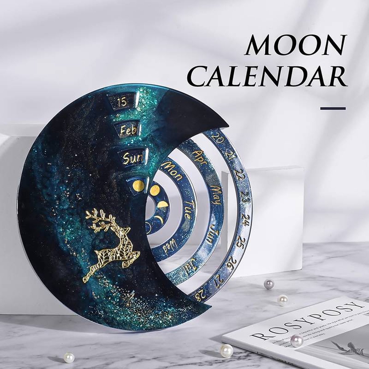 Moon Perpetual Calendar Resin - Kalender - Handgemaakt kalender