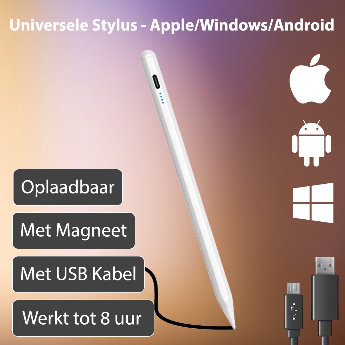 Universele Stylus Tablet & Phone - iPad - Samsung - Chrome - Asus - Acer - Lenovo - Oneplus - Oppo - FairPhone - Stylus Pen - IOS & Android & Windows