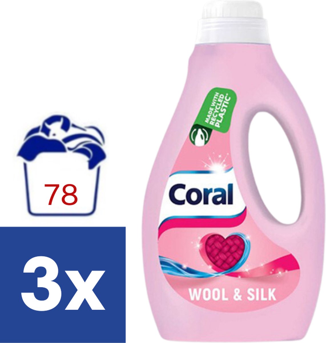 Coral Wool & Silk Vloeibaar Wasmiddel - 3 x 1.17 l (78 wasbeurten)