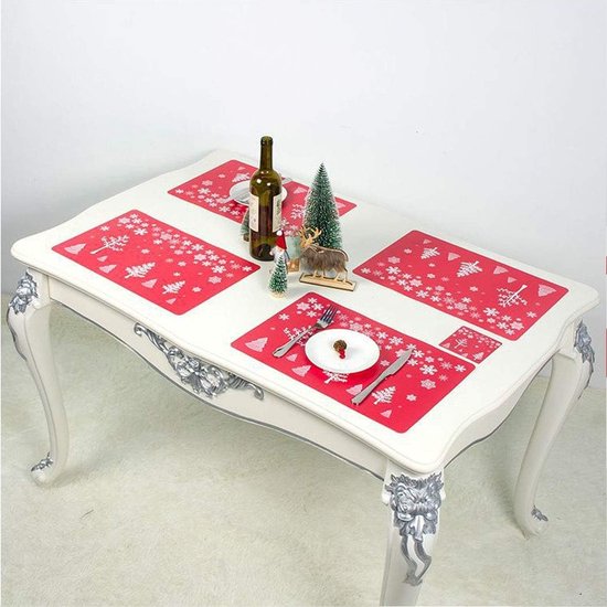18delige kerst PVC placemats onderzetters bestekset wasbaar
