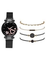 Horlogeset voor dames glitter hartjes - geschenkdoos - cadeau set met horloge - ketting - armband - valentijn cadeautje voor haar - moederdag cadeau- kerstcadeau - sinterklaascadeau- Geschenk - Fashion - Elegant - Dames - Vrouw