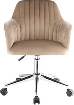 Bol.com Vente-unique Bureaustoel ELEANA - Fluweel - Verstelbare hoogte - Beige L 59 cm x H 89 cm x D 61.5 cm aanbieding