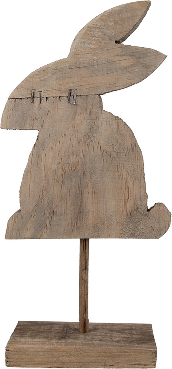 Clayre & Eef Decoratie Beeld Konijn 14x8x32 cm Bruin Hout