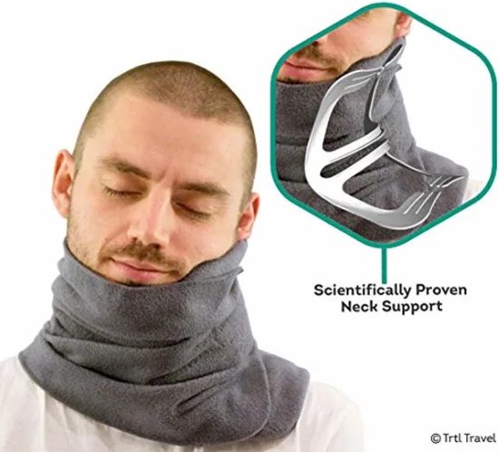 Travel Pillow - Grijs - Fleece Stof - Reiskussen - Met handige opbergzak - Compact en Lichtgewicht - Nekkussen - Opvouwbaar - Ergonomisch Ontwerp - Framehack Reiskussen