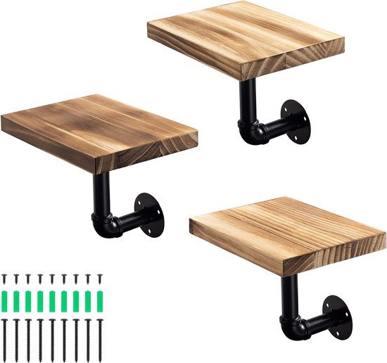 WOLTU RG9315dgr-2 Wandplank, boekenplank, planken, voor decoratieve wandplanken van MDF-hout, set van 2 hangplanken, donkergrijs, 120 x 23 x 3,8 cm
