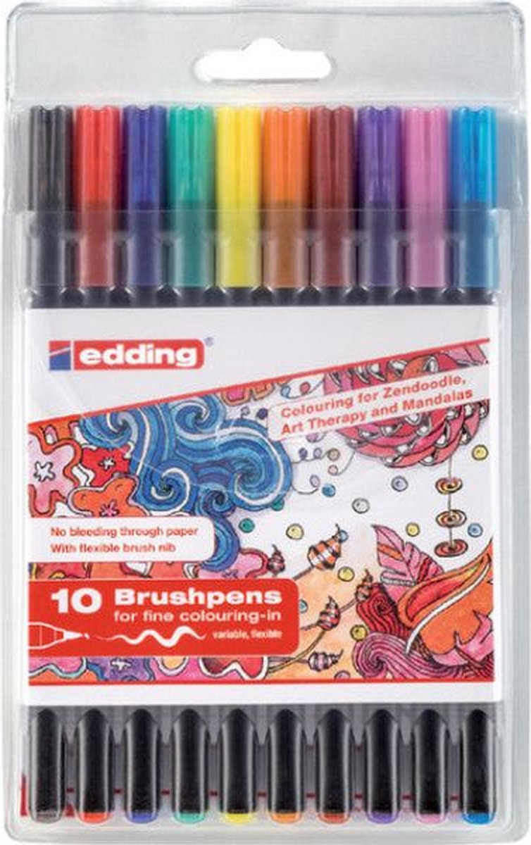 edding 1340 brushpennen in etui - 10 kleuren set - 1-3mm - op waterbasis - o.a. geschikt voor papier en karton — afbeelding 13