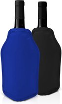 Set van 2 manchetten voor wijnkoelers en champagnekoelers - zwart en blauw - perfect voor het koelen van wijn- en champagneflessen en andere - ideaal voor diners, evenementen, enz.