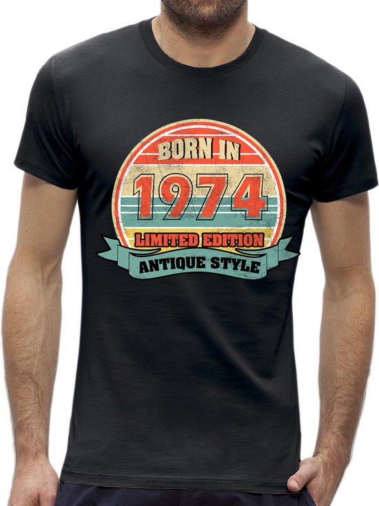 Foto: Antique style 50 jaar verjaardag abraham t shirt kado tip heren maat xl cadeau leeftijd 1974