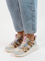 Sacha - Dames - Beige sneakers met gekleurde en fluffy details - Maat 36