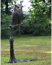 Tuinbeeld - bronzen beeld - Uil op tak - 200 cm hoog