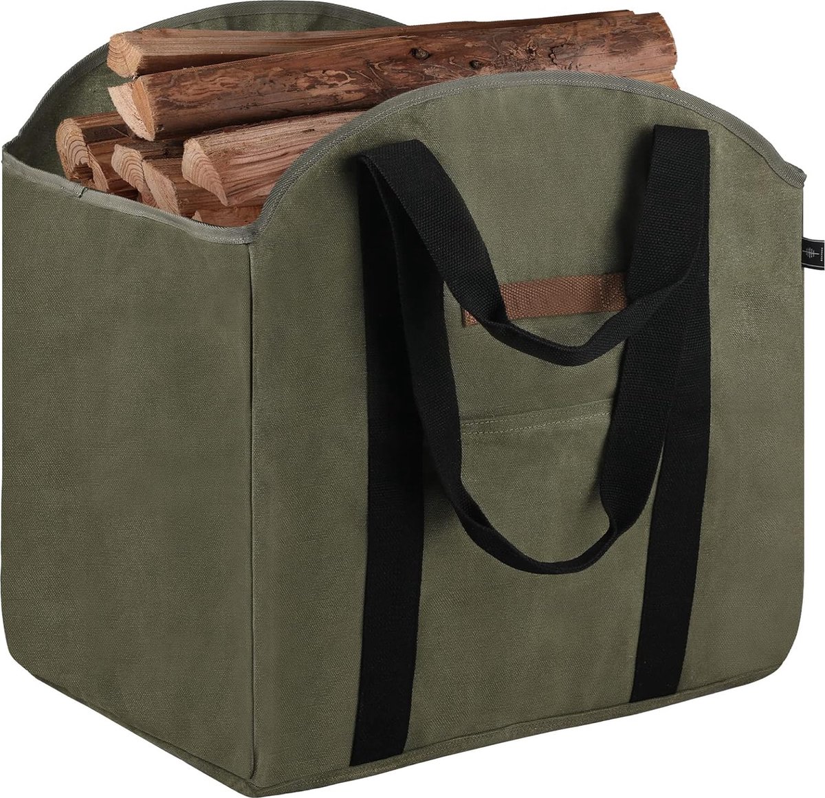 Panier à bûches vert et sac de transport de bois de chauffage