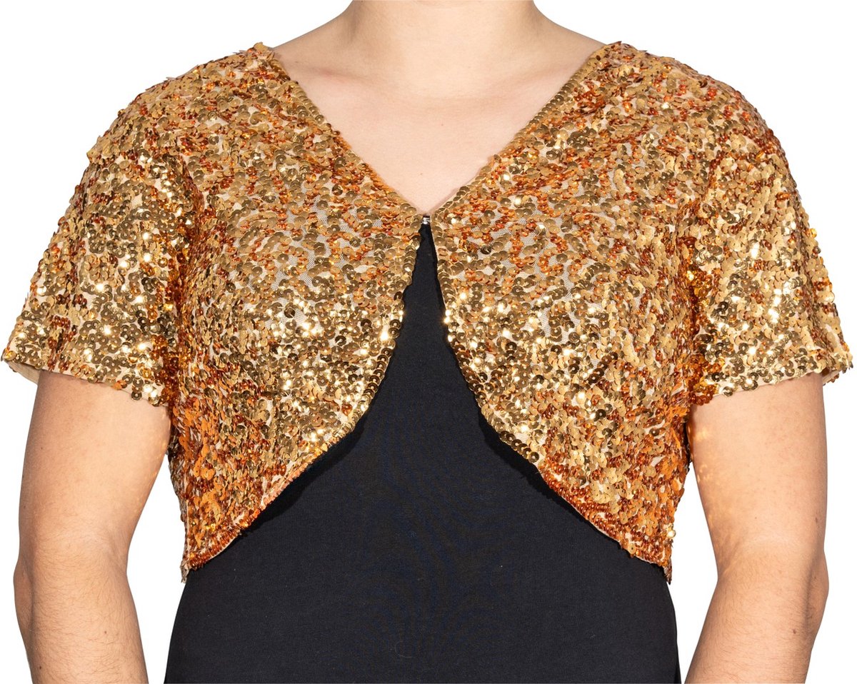Feestelijke - bolero - vol met pailletten - goud - S/M - 36/38 - Toppers 2025
