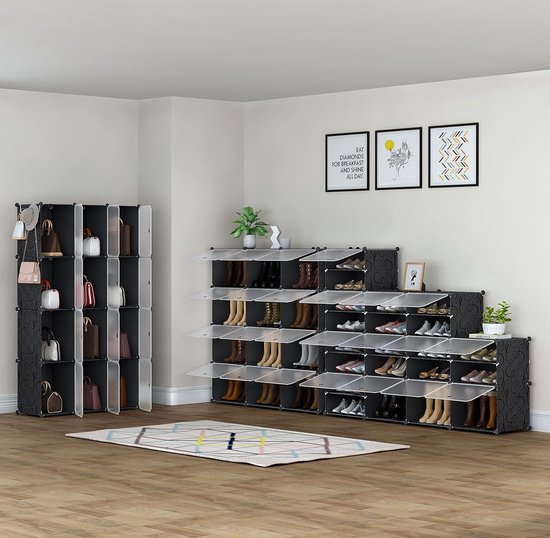 Schoenenrek, 7-traps schoenenkast, kunststof schoenenrek, organizer voor hal, slaapkamer, entree,XG09120307
