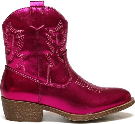 SmileFavorites® Meisjes Cowboylaarzen met Hak Kort - Roze - Imitatieleer - Maat 30