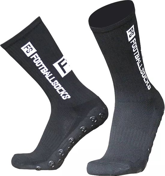 Lot de 2 paires de chaussettes Grip Voetbal Zwart, Chaussettes de sport anti-ampoules (taille 44) - 2 paires