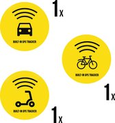 Set' autocollants de vélo | "Traqueur GPS intégré" | ⌀ 4,5cm | 3 modèles différents | Anti-vol | Décourager les voleurs | Autocollants ronds | Frappant | Jaune | Résistant aux intempéries | Velo | Sécurité | Vélo