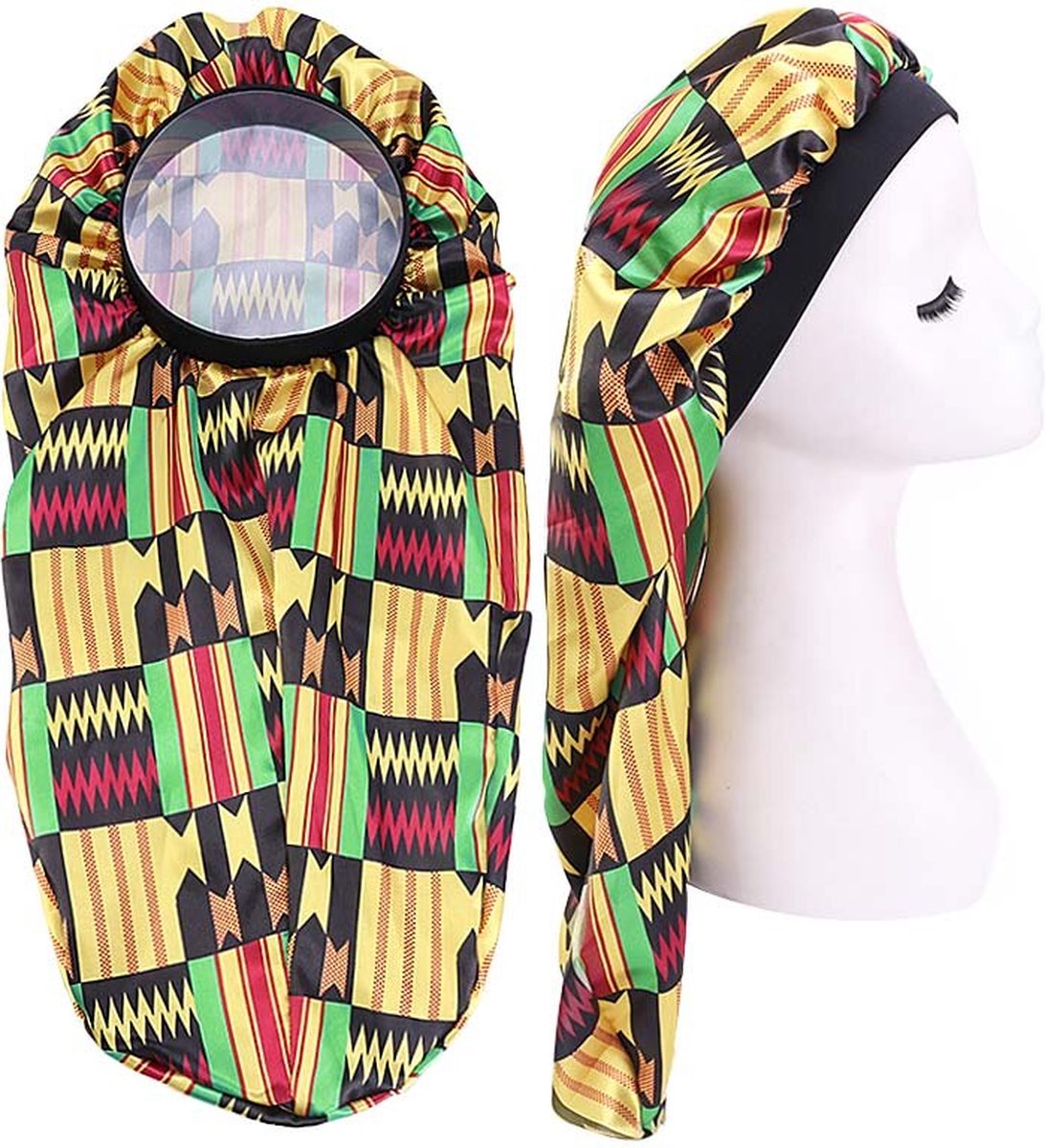 Satin Bonnet voor Dreadlocks / Braids / Rasta AfricanFabs® - Kente print Dreadsock / Satijnen Slaapmuts / Hair Bonnet