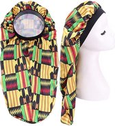 Satin Bonnet voor Dreadlocks / Braids / Rasta AfricanFabs® - Kente print Dreadsock / Satijnen Slaapmuts / Hair Bonnet