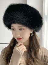 Luxyana Bontmuts voor Dames - Zwart - Premium Imitatie Russische Muts voor de Winter - Top Kwaliteit en Superzacht