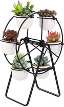 Reuzenrad Succulente Planter Plant Stand Keramische Plant Pot Display Houder Mini Bloem Stand Met Pot, Zwart (Niet Inclusief Plant)