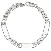 Bijoutier Zwartevalk bracelet à maillons plats en argent avec plaques - ET 80-3T/21.5cm