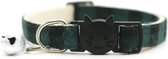 Grannies - kattenhalsband Theo - kattenbandje met bel - halsband kat of hond - belletje - veiligheidssluiting - soft touch - geruit - GROEN