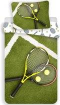 Tennis Dekbedovertrek Field - Eenpersoons - 140 x 200 cm - Groen