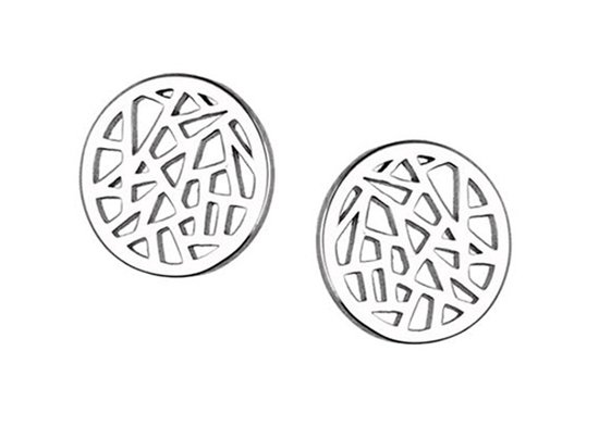 Oorbellen zilver - Zilver oorbellen - Zilveren Mesh Oorstekers - Amona Jewelry
