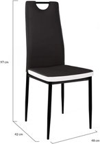 Set van 6 stoelen Rona, zwart, met witte band, voor eetkamer