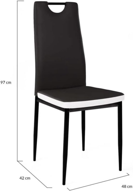 Set van 6 stoelen met stoffen en metalen armleuningen - Grijs - ORDIDA