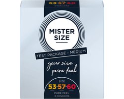 Mister Size TESTER Pure Feel - Kondooms 53, 57, 60 mm - 3 Stuks transparant