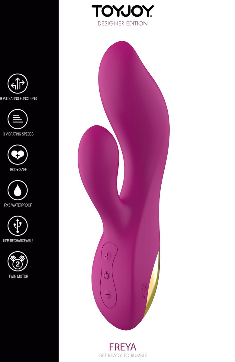Goedkoopste Toyjoy FREYA - Rumble vibrator - Design edition - Buitengewoon krachtig - Rumbling vibrations - Rabbit style - Diepe stimulatie - Twin motor